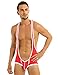 YiZYiF Men's Sexy Lingerie Bodysuit Boxer Briefs Suspenders Singlet Underwear Red Medium