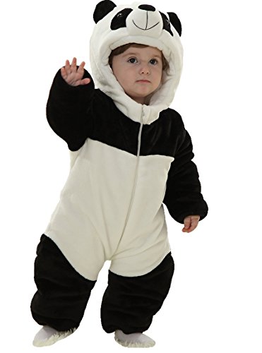 Infant Baby Boys Girls Winter Flannel Panda Bunting Outfits Snowsuit Romper Outwear