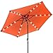 Sorbus 10 ft Patio Umbrella LED Solar Power, Orange, Modern Style, Alloy Steel Frame, Solid Pattern, Manual Tilt, 15.1 lbs, Adult, Sun & Rain Use, Round Shape, Alloy Steel Handle, Wipe Clean Care