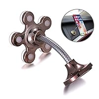 QIANLONG Magic Sucker Cell Phone Holder, 360° Creative Mobile Phone Holder Car Mobile Bracket Multi-Function Phone Stand Compatible with Universal Android Smartphone iPhone More(Car Brown)