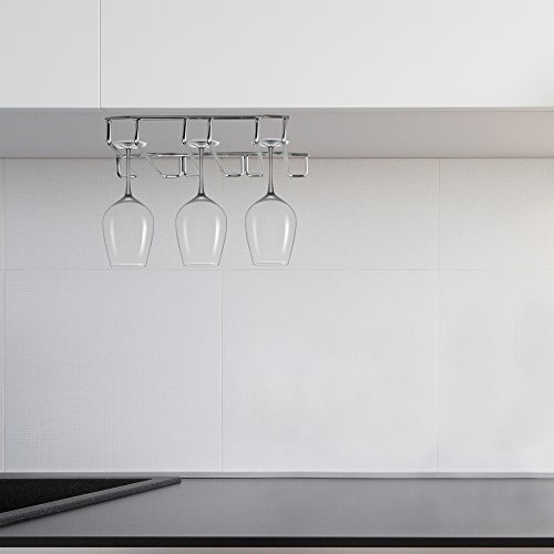 It’s Useful Stemware Holder – Sleek Chrome Design, Easy to Mount, Holds Up to 9 Glasses, 10”x11”x1.5”