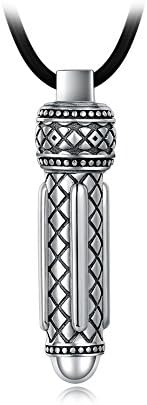 STERLING 925 SILVER BULLET REAL VIAL PENDANT 2" PROTECTION TALISMAN 24" NECKLACE