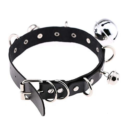 Pelle-Choker-Collare-di-Cuoio-Clavicola-Collana-Cintura-con-Bells-Jewelry
