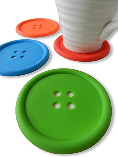 Set of 4 Coasters for Drinks, Colorful and Cute. Best Glass Coasters, Ideal Gift Set. Silicone, Non-absorbent, Non-slip for Kitchen, Bar or Coffee Table. Easy to Clean, Bright and Durable. Use Indoors or Outside. Fun Party Accessory!