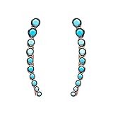 Ear Climber Crawler Cuff Earrings Turquoise Rose Gold Plated