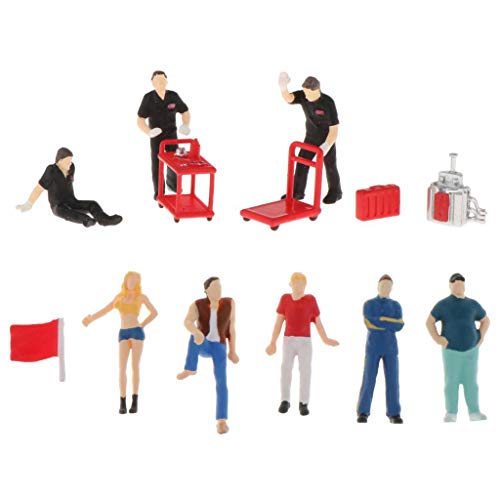 T TOOYFUL 13x 1/64 Miniatur People Road Scenery Szenario Modell für Matchbox Toy Decor – Bild 3
