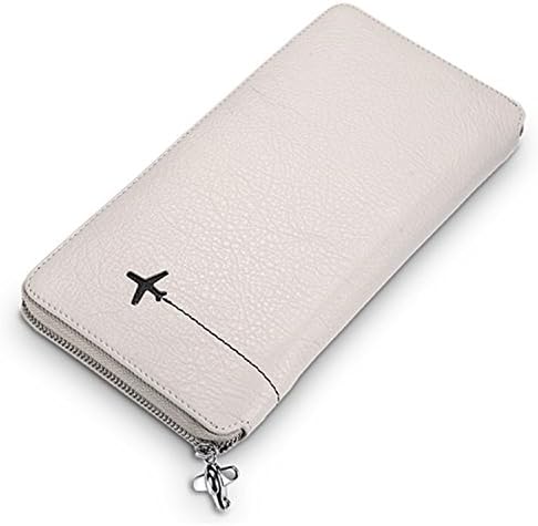 BapUp Genuine Leather Passport Holder Cover Bag Wallet Women Credit Card &amp; ID Holders Business Card Slim Wallet Case Bag for men women (White)