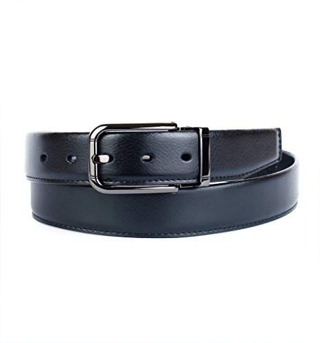 Anthoni Crown Leather Men`s Belt Black with Black Metallic Buckle 38"-48"/3ptt10