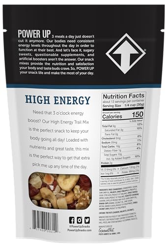 POWER UP PREMIUM TRAIL MIX – HIGH ENERGY TRAIL MIX 14OZ, GLUTEN FREE, VEGAN, NON-GMO