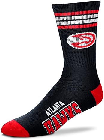 NBA 4 Stripe Deuce Socks - Men’s Large (fits 10-13) 10 Teams Available (Atlanta Hawks)