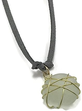 Stone Pendant Necklace by WestMarketDesign | Rock Charm for Women, Leather Faux Cord Long or Short, Black Tassel | Boho Earthy Chic Jewelry Gifts For Less