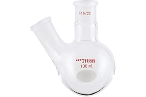 ADAMAS-BETA Glass 100ml Heavy Wall 2 Neck Round Bottom Flask, with 19/22 Center and Side Standard Taper Outer Joint - 100ml