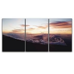3 Panel Canvas Wall Art - Majestic Nature with Thick Clouds at Sunset - Giclee Print Gallery Wrap Modern Home Art Ready to Hang - 16"x24" x 3 Panels