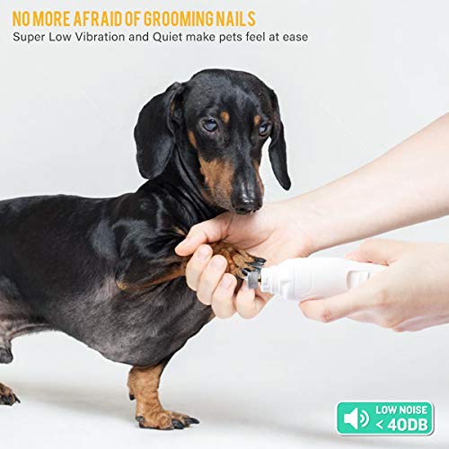WWVVPET Pet Nail Grinder,[2019 Upgraded] More Powerful & Quiet Low Vibration Dog Nail Clipper,Electric Nail Trimmer, Painless Cat Paw Claw Care,Rechargeable Grooming Smoothing Tool ([2019 Upgraded]) - Thumbnail 4