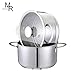 Tri-Ply Stainless Steel Sauce Pan with Steamer Basket & Strainer Glass Lid–Multi-Function Pot 3.5 QT- Modern Sleek Design–Safe,Chemical-Free& Stylish Cookware–Upgrade Your Kitchen with Healthy Cooking