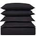 Mellanni Duvet Cover Set - 5 PC Iconic Collection Bedding Set - Hotel Luxury, Extra Soft & Cooling - Microfiber - Button Closure and Corner Ties (Queen, Black)