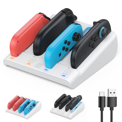 - Base de carga 8 en 1 compatible con Switch 1/2 para Nintendo Switch2 y Switch/OLED para Joy-Con2, estación de carga magnética de doble dirección para accesorios Joypad Switch2