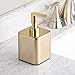 mDesign Compact Square Metal Refillable Liquid Soap Dispenser Pump Bottle for Bathroom Vanity Countertop, Kitchen Sink - Holds Hand Soap, Dish Soap, Hand Sanitizer, Essential Oil - 2 Pack - Soft Brass