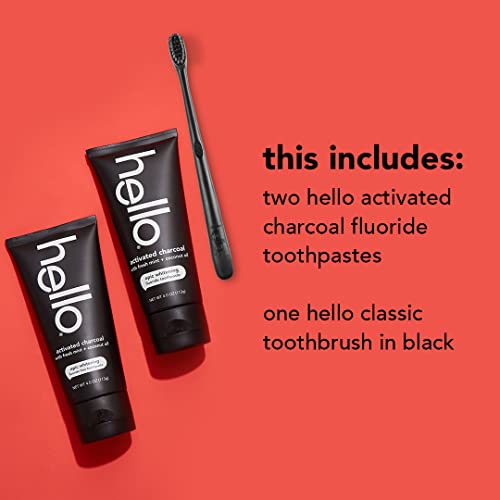 Hello Activated Charcoal Epic Teeth Whitening Fluoride Toothpaste and
