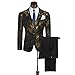 Cloudstyle Men's 3-Piece Suit Notched Lapel Floral One Button Modern Blazer Vest Pants Sets