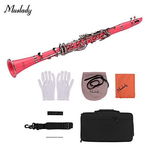 Clarinet,Muslady 17-Key Clarinet,Bb Flat ABS Woodwind Instrument with Carry Case Gloves Cleaning Cloth Mini Screwdriver Reed Case 10pcs Reeds - Thumbnail 7