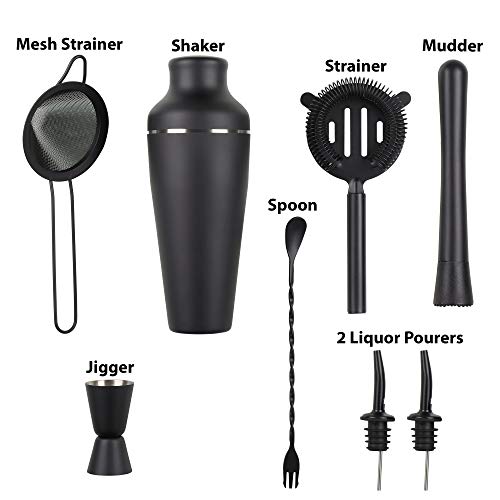 9-teiliges Cocktail-Shaker-Barkeeper-Set mit Ständer, Boston-Shaker, Rührlöffel, Stößel, Messbecher, Netz und normalem Sieb, Likörausgießer und mehr professionellen Bar-Werkzeugen – Bild 3
