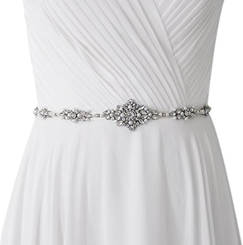 ULAPAN Women's Beadings Bridal Sash Bridal Belt Crystals Wedding Belts Wedding Sashes (Ivory)