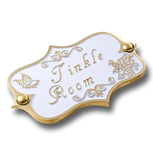 Tinkle Room Brass Bathroom Door Sign. Vintage Shabby Chic Style Home Décor Wall Plaque Handmade By The Metal Foundry UK.