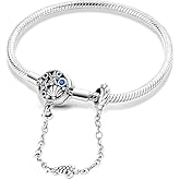 Sparkling Snake Chain Bracelet with Safety Chain Charm Bracelets for Women Jewelry Bracelet Fits Any Charm 925 Sterling Silver 19 Cm