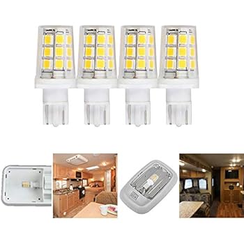 921 912 W16W T5 T10 Wedge 3W 380lm 12 Volt 35-40W Equivalent LED Light Bulb Replacement for RV Camper Motorhome Trailer Boat Marine Yacht Interior Light Bulbs Warmwhite 3000K Clear Cover 4-Pack