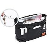 IN Multi-Pocket Travel Handbag Organizer Insert Small for Tote bag Purse Liner Insert Organizer With Handles (Small, Black)