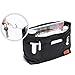 iN. Purse Organizer Insert with zipper, Nylon fabric Storage Bag with handles, for womens Handbags & Tote bags, neverfull, lightweight small sized Black