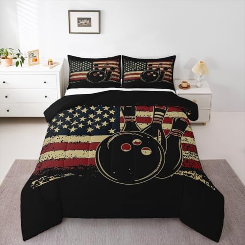 Erosebridal Bowling Bedding Set American Flag Comforter