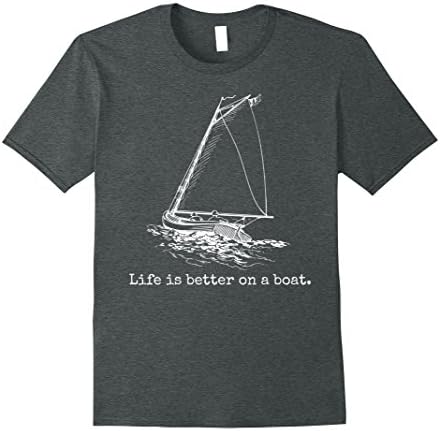Mens Life Is Better On A Boat Sailboat Sketch Cool Sailing Tshirt Medium Dark Heather