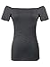 Maggie Tang Short Sleeve Trendy Fitted Off Shoulder Modal Blouse Top T-Shirt