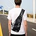 Men PU Leather Sling Backpack Small Chest Shoulder Crossbody Bag with USB Charging Port for Travel Hiking Cycling