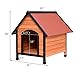 Tangkula Dog House, Wooden Pet Kennel, Outdoor Weather Waterproof Pet House, Natural Wooden Dog House Home with Reddish Brown Roof, Pet Dog House (Medium, Natural Wood)