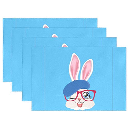 Heat Resistant Placemats 6 Piece Table Placemats,Cartoon Rabbits Print
Washable Fabric Table Mats for Dining Room Kitchen Table Decoration