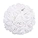 Febou Artificial Flowers, 50pcs Real Touch Artificial Foam Roses Decoration DIY for Wedding Bridesmaid Bridal Bouquets Centerpieces, Party Decoration, Home Display, Office Decor (White)