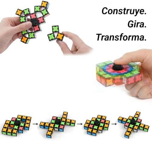 Magnet Fidget Spinner Glow - 16 Bloques: Spinner transformable, Cubo Infinito y Rompecabezas magnético, Luminoso, Regalo de cumpleaños para niños y Adultos, Juguete sensorial Stem