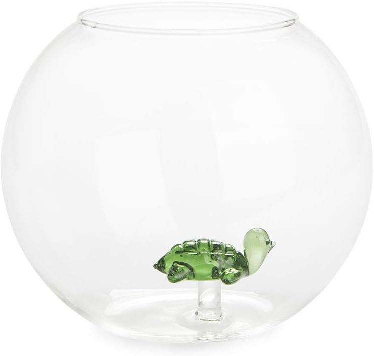 Balvi Vase Atlantis Green colour Vase-shaped flowers with green turtle aquarium glass inside original, Multicolored