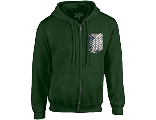 Ripple Junction Attack on Titan Survey Corps Adult Zip Hoodie Small Dark Green