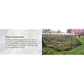 Rusee Camping Hammock with Net Outdoor Hammock Travel Bed Lightweight Parachute Fabric Double Hammock for Indoor… 41Lg7kTJ1BL