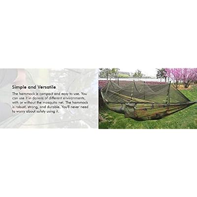 Rusee Camping Hammock with Net Outdoor Hammock Travel Bed Lightweight Parachute Fabric Double Hammock for Indoor… 41Lg7kTJ1BL