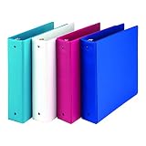Samsill Fashion Color 3 Ring Storage Binders, 2 Inch Round Ring, Assorted Colors May Vary (Blue Coconut, White, Dragon Fruit, Blueberry), Bulk Binders - 4 Pack