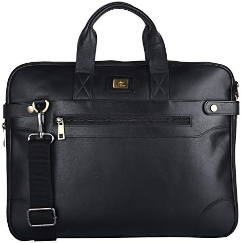Am Leather Black Men's Leather Shoulder Messenger Laptop Bag Business Bag from AM LEATHER