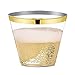 100 Gold Rimmed Clear Hard Plastic Cups | 9 oz. Fancy Disposable Tumblers (100-Pack) by Bloomingoods