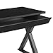 Walker Edison Lawrence Urban Industrial X Leg Glass Top Computer Desk, 48 Inch, Black