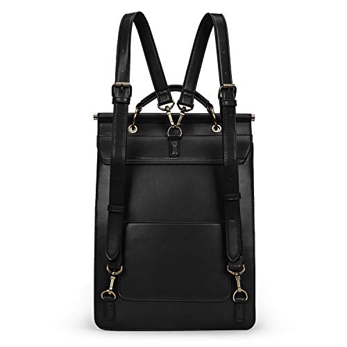 ECOSUSI Vegan Leather Backpack Women Vintage Laptop Bookbag College Rucksack Bag for 15 inches