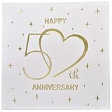 Gift Boutique 100 Count 3 Ply Happy 50th Anniversary Napkins Wedding Party Favor Supplies Decorations White & Gold Foil Luncheon Napkin Heart Designs